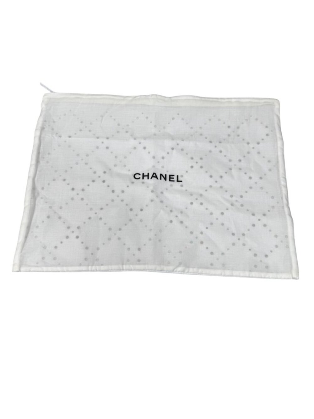 Chanel White Dust Bag Mesh Handbag Purse Storage Zipper Closure 14x10 Inches